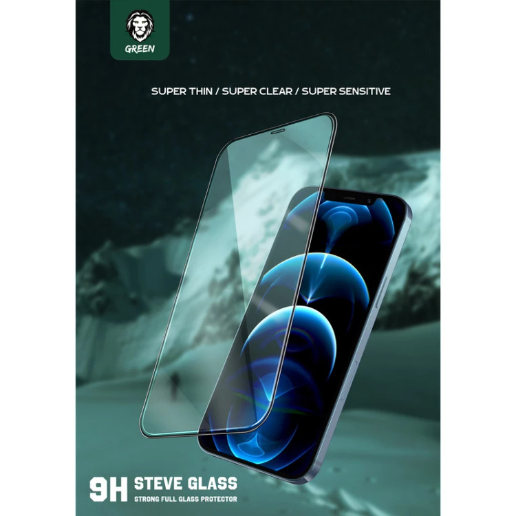 محافظ شفاف صفحه نمایش آیفون 15 پرومکس گرین مدل STEVE 9H HD GLASS PROTECTOR