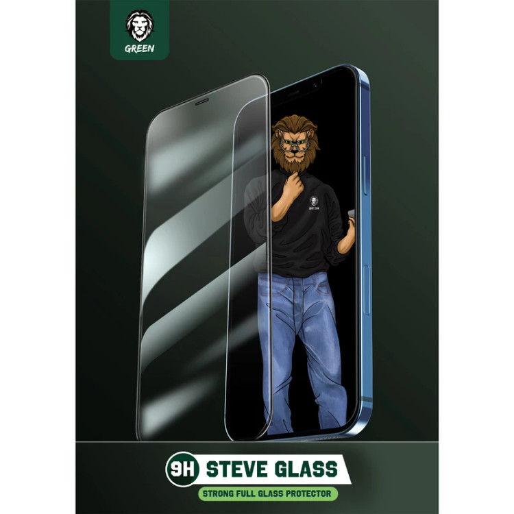 محافظ شفاف صفحه نمایش آیفون 15 پرومکس گرین مدل STEVE 9H HD GLASS PROTECTOR