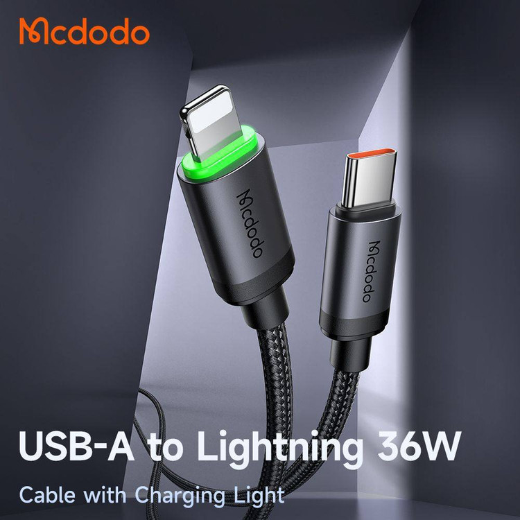 کابل مک دودو USB-C به Lightning مدل CA-482، توان 36 وات، 1 متر، چراغدار